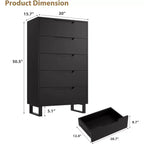 Commode de chambre à 5 tiroirs, commode haute de 50 pouces, commode verticale autoportante avec rangement, meuble de rangement en bois pour penderie