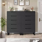 Commode de chambre à 5 tiroirs, commode haute de 50 pouces, commode verticale autoportante avec rangement, meuble de rangement en bois pour penderie