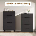 Commode de chambre à 5 tiroirs, commode haute de 50 pouces, commode verticale autoportante avec rangement, meuble de rangement en bois pour penderie
