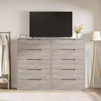Commode de chambre à 5 tiroirs, commode haute de 50 pouces, commode verticale autoportante avec rangement, meuble de rangement en bois pour penderie
