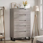 Commode de chambre à 5 tiroirs, commode haute de 50 pouces, commode verticale autoportante avec rangement, meuble de rangement en bois pour penderie