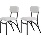 Chaises de salle à manger Acekool Boucle (lot de 2/4) avec dossier arqué de style milieu du siècle et pieds en métal, chaises d'appoint rembourrées pour cuisine et salon