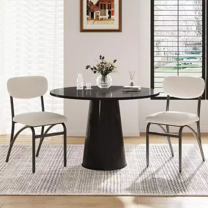Chaises de salle à manger Acekool Boucle (lot de 2/4) avec dossier arqué de style milieu du siècle et pieds en métal, chaises d'appoint rembourrées pour cuisine et salon