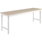 Ensemble de salle à manger de ferme pour 4 personnes, table de cuisine 3 pièces avec 2 bancs et étagère de rangement, table en MDF chêne blanc avec cadre en métal, pour la maison et le restaurant