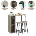 Ensemble table de bar 3 pièces Fulvari pour 2, petite table de salle à manger de cuisine avec 2 tabourets, ensemble table et chaises de bar hauteur comptoir avec tiroir de rangement