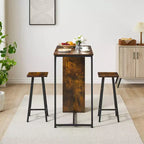 Ensemble table de bar 3 pièces Fulvari pour 2, petite table de salle à manger de cuisine avec 2 tabourets, ensemble table et chaises de bar hauteur comptoir avec tiroir de rangement