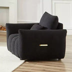 MAYEERTY Fauteuil de salon 36,8 pouces en tissu teddy, moderne, rembourré, noir, pour appartement, bureau, salon, chambre à coucher