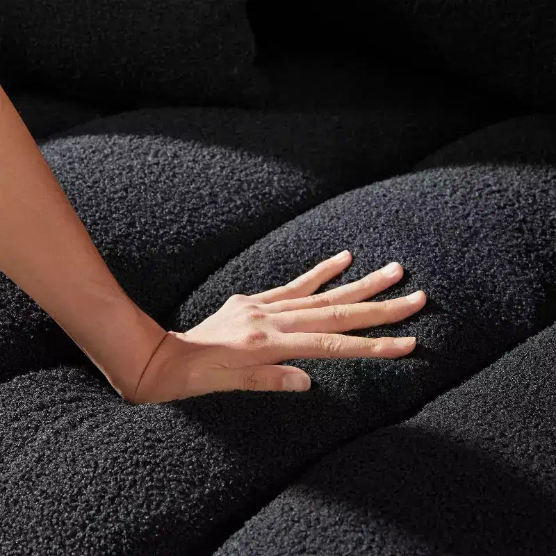 MAYEERTY Fauteuil de salon 36,8 pouces en tissu teddy, moderne, rembourré, noir, pour appartement, bureau, salon, chambre à coucher