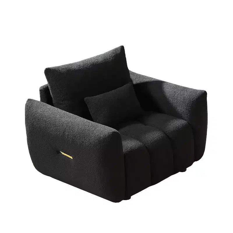 MAYEERTY Fauteuil de salon 36,8 pouces en tissu teddy, moderne, rembourré, noir, pour appartement, bureau, salon, chambre à coucher