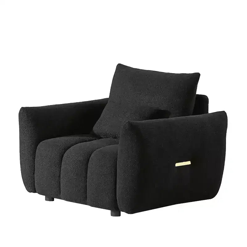 MAYEERTY Fauteuil de salon 36,8 pouces en tissu teddy, moderne, rembourré, noir, pour appartement, bureau, salon, chambre à coucher