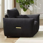 MAYEERTY Fauteuil de salon 36,8 pouces en tissu teddy, moderne, rembourré, noir, pour appartement, bureau, salon, chambre à coucher