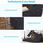 Mjkone Canapé-lit convertible 66 avec oreillers, canapé-matelas pliable, canapé de sol amovible et lavable pour petits espaces