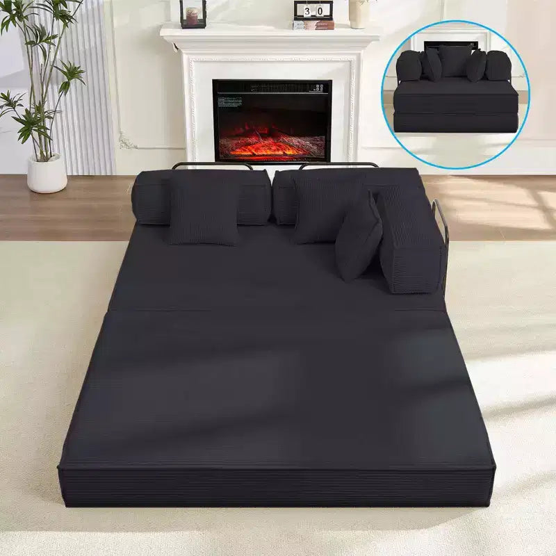 Mjkone Canapé-lit convertible 66 avec oreillers, canapé-matelas pliable, canapé de sol amovible et lavable pour petits espaces
