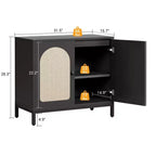 Buffet de salle à manger, buffet de cuisine avec portes en rotin, buffet de bar/café pour salon, salle à manger