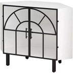 Meuble d'angle Acekool, buffet à 2 portes avec cadre en métal et étagères à 2 niveaux, organisateur de rangement pour salon, cuisine, chambre, salle de bain, blanc