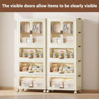 Armoire penderie Acekool pour enfants avec portes et roulettes, placard de rangement portable à 4 niveaux avec tringle et cintres, organiseur pour chambre d'enfant ou bébé