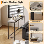 39 Console Table Industrielle - Table d'Appoint pour Derrière Canapé avec Plateau en Bois (Gris)
