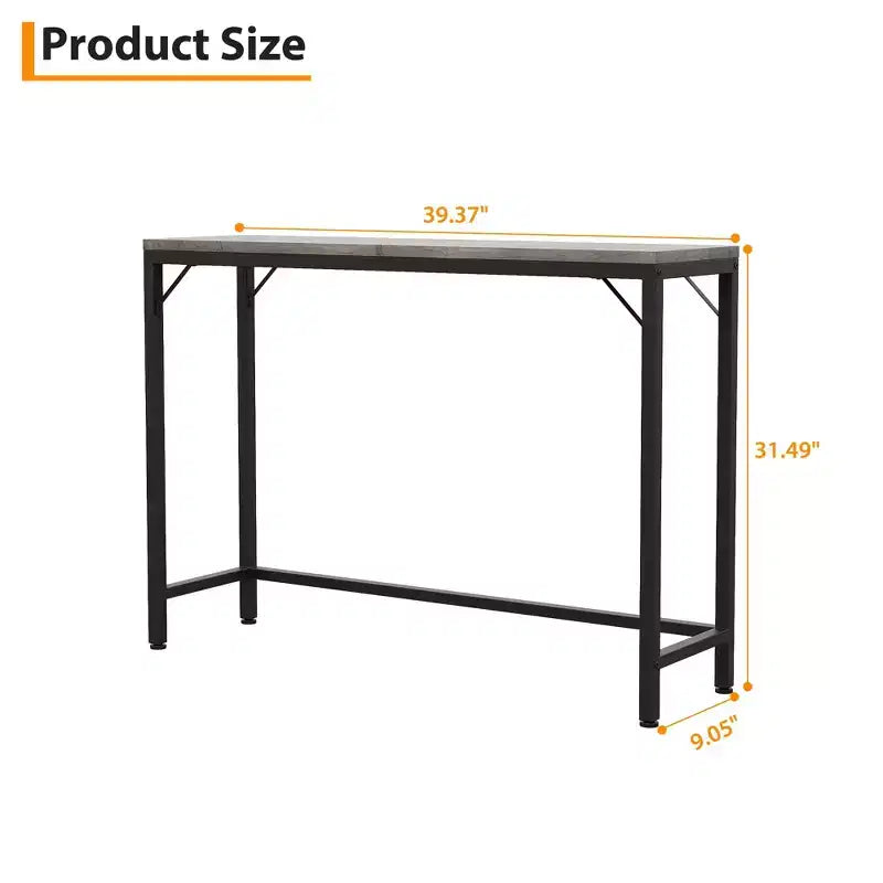 39 Console Table Industrielle - Table d'Appoint pour Derrière Canapé avec Plateau en Bois (Gris)