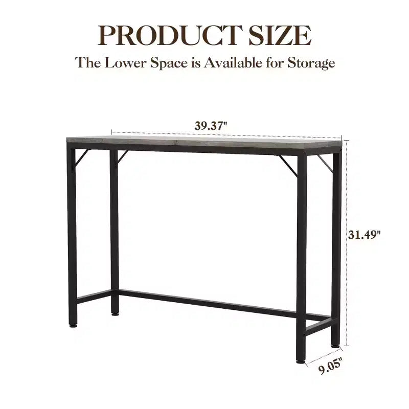 39 Console Table Industrielle - Table d'Appoint pour Derrière Canapé avec Plateau en Bois (Gris)