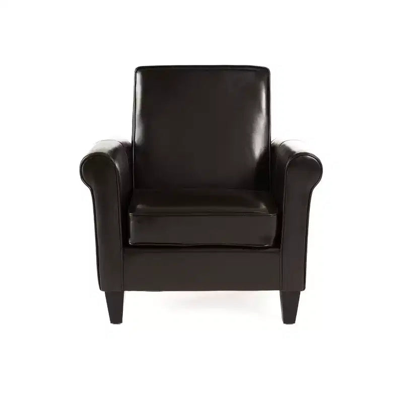 Fauteuil club contemporain GDFStudio Cinnabar rembourré avec accoudoirs roulés
