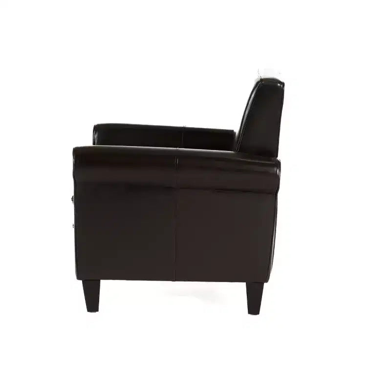 Fauteuil club contemporain GDFStudio Cinnabar rembourré avec accoudoirs roulés