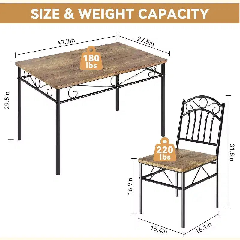 Ensemble de salle à manger moderne du milieu du siècle, 4 pièces, table de cuisine de style ferme avec chaises, pieds en bois d'hévéa, dînette rectangulaire pour salle à manger et cuisine