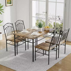 Ensemble de salle à manger moderne du milieu du siècle, 4 pièces, table de cuisine de style ferme avec chaises, pieds en bois d'hévéa, dînette rectangulaire pour salle à manger et cuisine