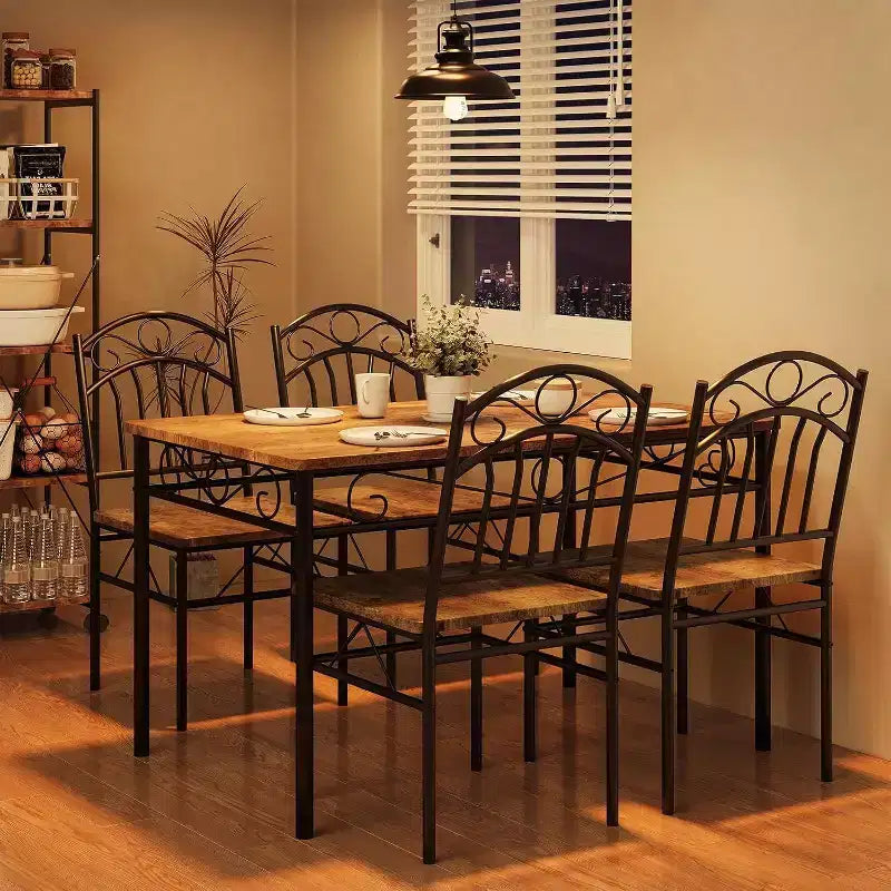 Ensemble de salle à manger moderne du milieu du siècle, 4 pièces, table de cuisine de style ferme avec chaises, pieds en bois d'hévéa, dînette rectangulaire pour salle à manger et cuisine