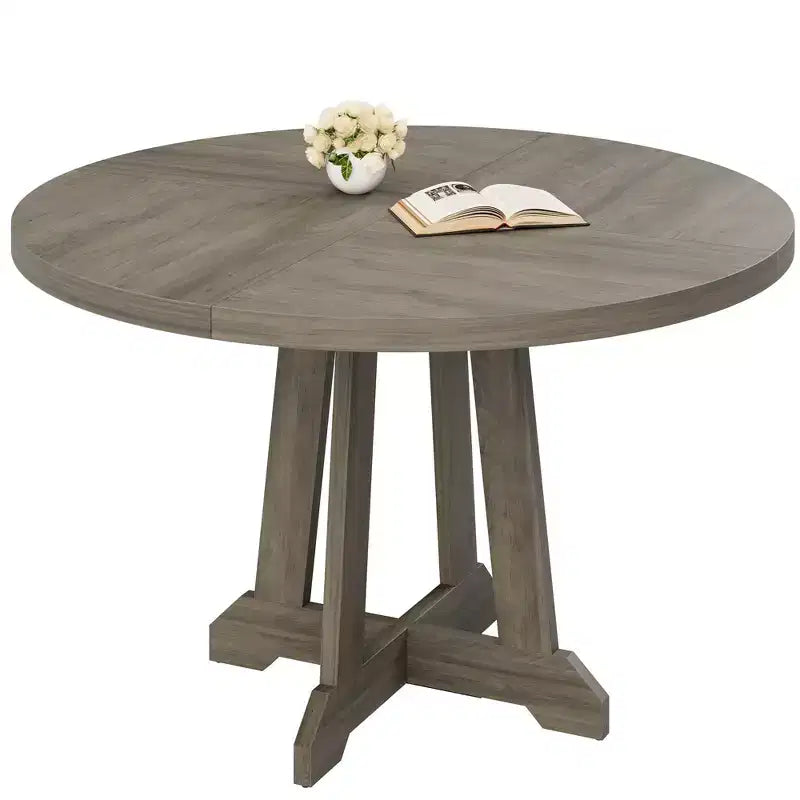 Round Dining Table for 4, 47 Inch Wooden Kitchen Table with Mortise Legs, Circle Table, Dinner Table for Dining Room, Kitchen