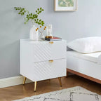 Table de chevet Probe Hues haute brillance à 2 tiroirs avec motif ondulé