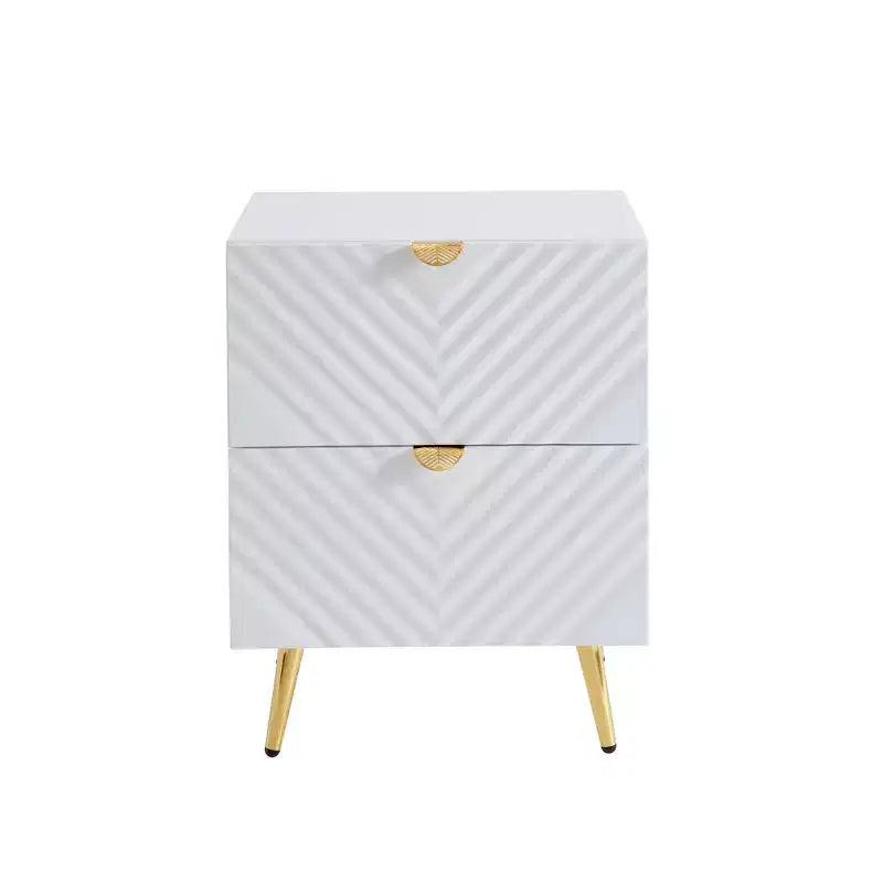 Table de chevet Probe Hues haute brillance à 2 tiroirs avec motif ondulé