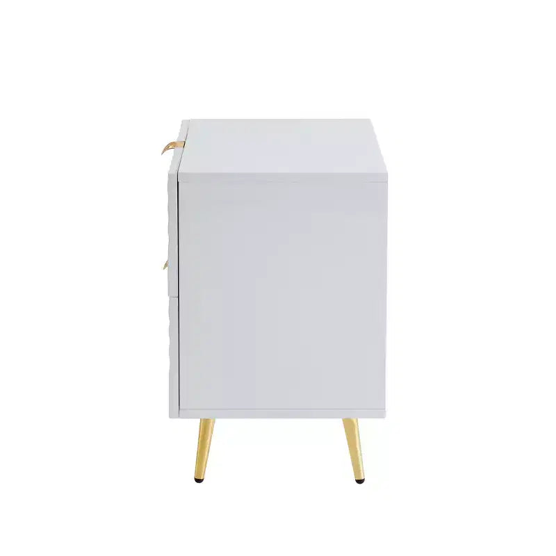 Table de chevet Probe Hues haute brillance à 2 tiroirs avec motif ondulé