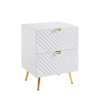 Table de chevet Probe Hues haute brillance à 2 tiroirs avec motif ondulé
