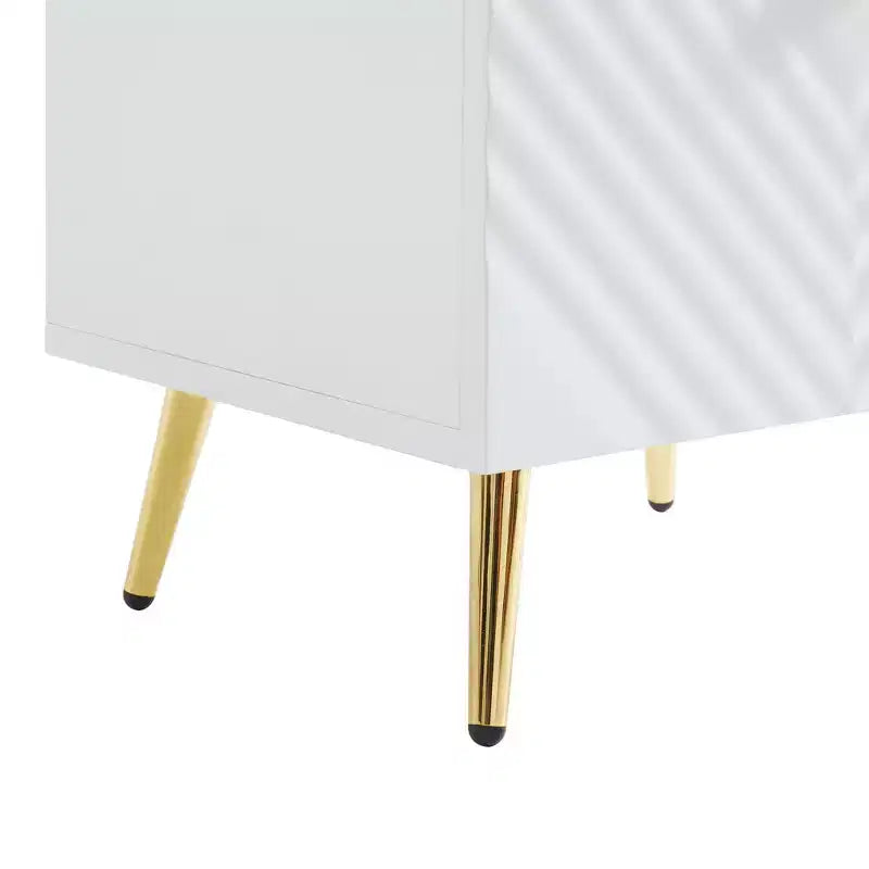 Table de chevet Probe Hues haute brillance à 2 tiroirs avec motif ondulé