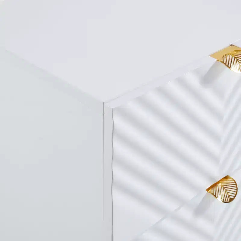 Table de chevet Probe Hues haute brillance à 2 tiroirs avec motif ondulé
