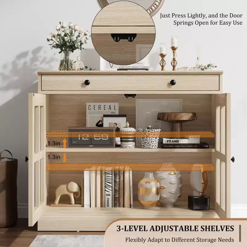 Buffets et armoires de salle à manger avec porte en verre, buffet de 89,9 cm avec tiroir de rangement, design adaptable