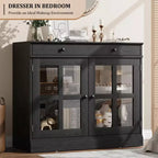 Buffets et armoires de salle à manger avec porte en verre, buffet de 89,9 cm avec tiroir de rangement, design adaptable