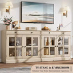 Buffets et armoires de salle à manger avec porte en verre, buffet de 89,9 cm avec tiroir de rangement, design adaptable
