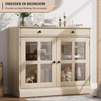 Buffets et armoires de salle à manger avec porte en verre, buffet de 89,9 cm avec tiroir de rangement, design adaptable
