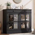 Sideboard Buffet Cabinets with Glass Door, 35.4 Sideboard with Storage Drawer, Adaptable Design
