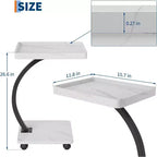 Table d'appoint CuisinSmart avec roulettes, table d'accoudoir pour canapé, plateau de télévision, petite table de chevet, tables d'appoint en C pour salon, chambre, chevet