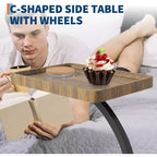 Table d'appoint CuisinSmart avec roulettes, table d'accoudoir pour canapé, plateau de télévision, petite table de chevet, tables d'appoint en C pour salon, chambre, chevet