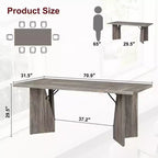 Table à manger de 180 cm pour 6 personnes, table de cuisine rectangulaire de style ferme avec cadre robuste, grand bureau en bois épaissi