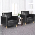 TYBOATLE Decor Linen Comfy Round Arms Chair Set of 2 for Living Room, Reading Leisure Chair with High Back for Living Room Bedroom Waiting Room, Black
