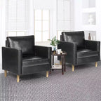 TYBOATLE Decor Linen Comfy Round Arms Chair Set of 2 for Living Room, Reading Leisure Chair with High Back for Living Room Bedroom Waiting Room, Black