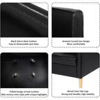 TYBOATLE Décor Chaise en Lin Confortable à Accoudoirs Ronds, Lot de 2, pour Salon, Fauteuil de Lecture Détente à Dossier Haut pour Salon, Chambre, Salle d'Attente, Noir