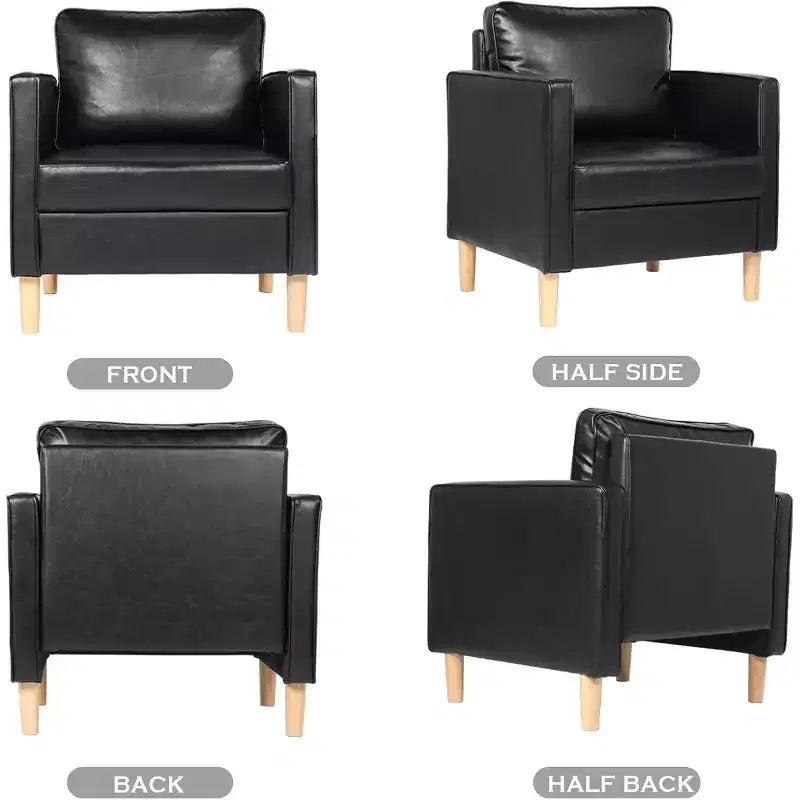 TYBOATLE Décor Chaise en Lin Confortable à Accoudoirs Ronds, Lot de 2, pour Salon, Fauteuil de Lecture Détente à Dossier Haut pour Salon, Chambre, Salle d'Attente, Noir
