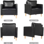 TYBOATLE Décor Chaise en Lin Confortable à Accoudoirs Ronds, Lot de 2, pour Salon, Fauteuil de Lecture Détente à Dossier Haut pour Salon, Chambre, Salle d'Attente, Noir