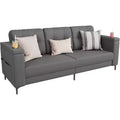 Acekool Modern Sofa Bed, 3-Seat Couch with Storage Armrests, Side Pockets & Cup Holder, Upholstered Sleeper for Living Room or Apartment