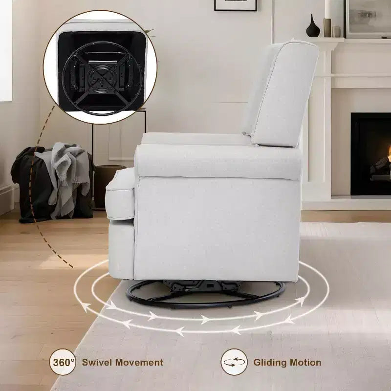 Fauteuil à bascule Acekool, pivotant à 360° et à bascule douce, siège rembourré pour maternité, chambre de bébé, salon et bureau